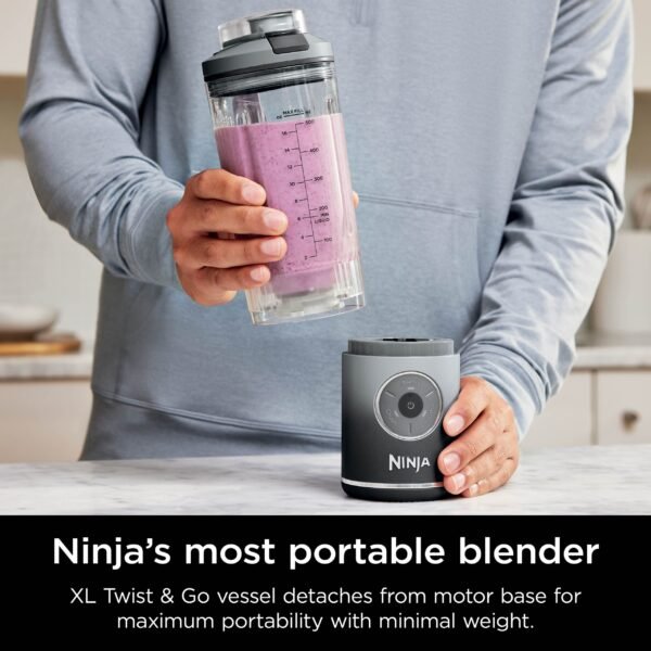 Ninja - Blast Max Portable Blender with 22oz Twist & Go Vessel - Cool Gray
