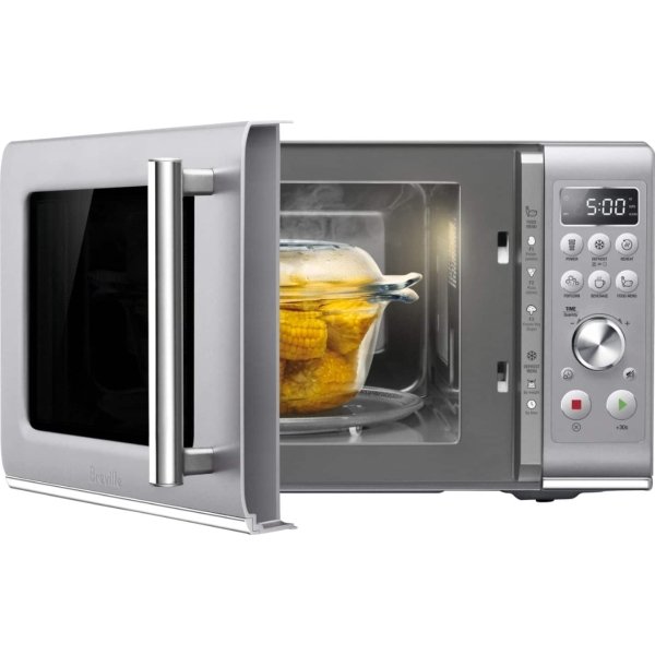 Breville - the Compact Wave Soft Close 0.9 Cu. Ft. Microwave - Silver