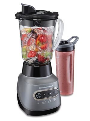 Hamilton Beach - Wave Crusher Blender with 40 oz. Glass Blender Jar and 20 Oz. Travel Jar - BLACK
