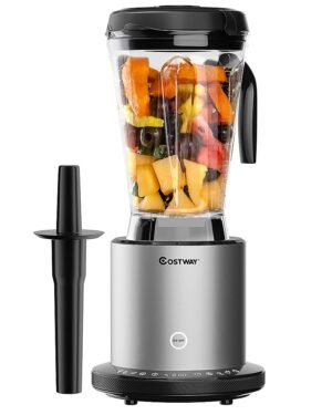 Costway - 1500W Countertop Blender Smoothie Maker High Power Blender w/ 10 Speeds - Black/Silver