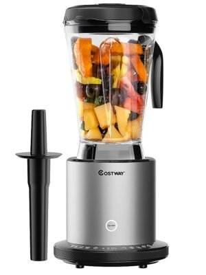 Costway - 1500W Countertop Blender Smoothie Maker High Power Blender w/ 10 Speeds - Black/Silver