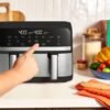 bella PRO - 4-qt. TriZone Touchscreen Air Fryer with Dual Flex Basket - Stainless Steel