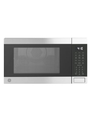 GE - 1.0 Cu. Ft. Convection Countertop Microwave with Air Fry - Stainless Steel