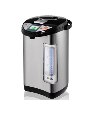 Costway - 5-Liter LCD Water Boiler and Warmer Electric Hot Pot Kettle Hot Water Dispenser - Black/Metal Silver
