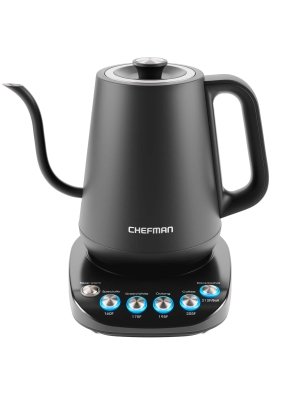 Chefman - Electric 0.8L Gooseneck Kettle with 5 Preset Temperatures, Keep Warm Function - Black