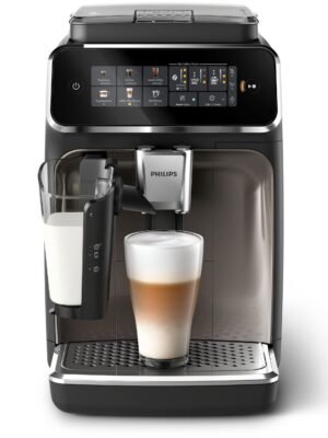 Philips - 3300 Fully Automatic Espresso and Coffee Machine with LatteGo Milk Frother, Black and Chrome - Black/Silver