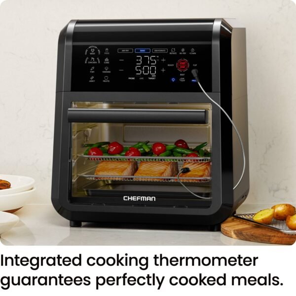 Chefman - ExacTemp 12 Quart 5-in-1 Air Fryer with Integrated Smart Thermometer, 28 Presets - Black