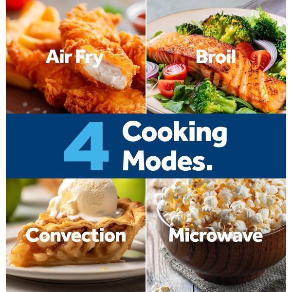 GE - 1.0 Cu. Ft. Convection Countertop Microwave with Air Fry - Stainless Steel